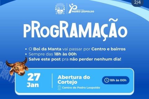 Boi da Manta retorna às ruas de Pedro Leopoldo a partir de 27 de janeiro