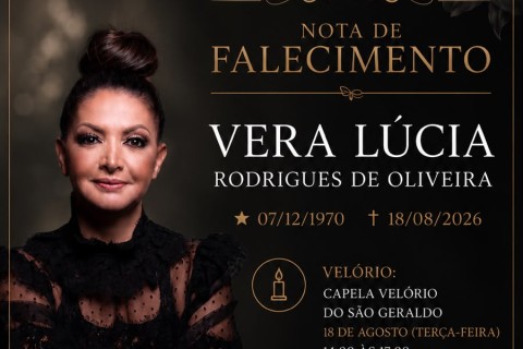 Velório e sepultamento de Verinha serão hoje em Pedro Leopoldo