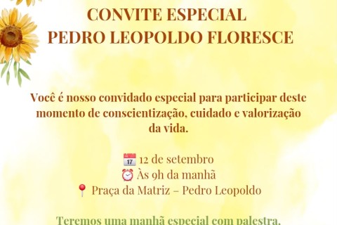 Projeto Pedro Leopoldo Floresce promove ação de conscientização sobre saúde mental neste sábado