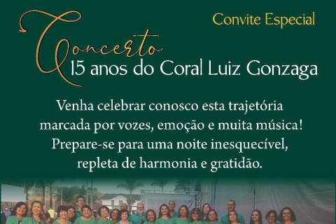 Coral Luiz Gonzaga celebra 15 anos com concerto especial nesta sexta (14) em Pedro Leopoldo