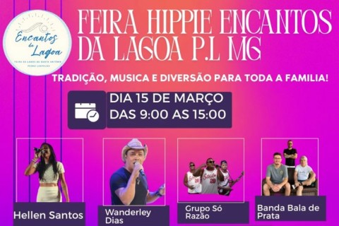 Feira Hippie “Encantos da Lagoa” será realizada no dia 15 de março em Pedro Leopoldo