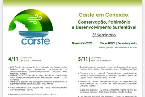 3º Seminário Carste em Conexão será realizado na próxima semana em Pedro Leopoldo