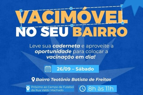 Vacimóvel  leva vacinação ao bairro Teotônio batista neste sábado em Pedro Leopoldo