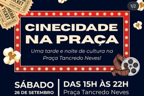 CineCidade leva cinema e atividades culturais à Praça Tancredo Neves neste sábado em Pedro Leopoldo