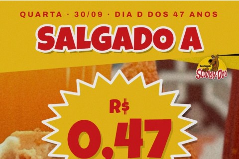 Scooby-Doo comemora 47 anos com salgados a R$ 0,47 nesta quarta-feira