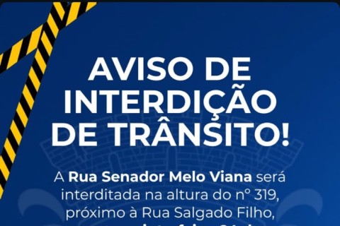 Rua Senador Melo Viana será interditada nesta quinta-feira(24) em Pedro Leopoldo