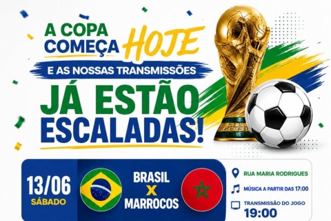 Confins terá transmissão dos jogos do Brasil em diferentes bairros durante a Copa do Mundo