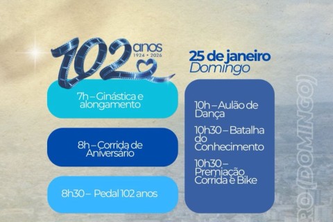 Pedro Leopoldo celebra 102 anos com programação cultural, esportiva e valorização de artistas locais