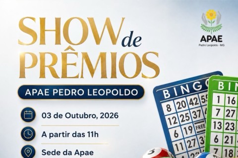 APAE de Pedro Leopoldo realiza Show de Prêmios em outubro