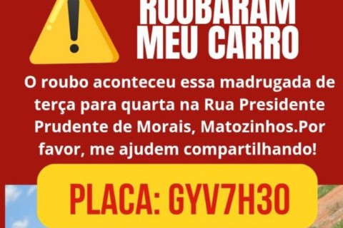 Veículo é furtado em frente a residência em Matozinhos