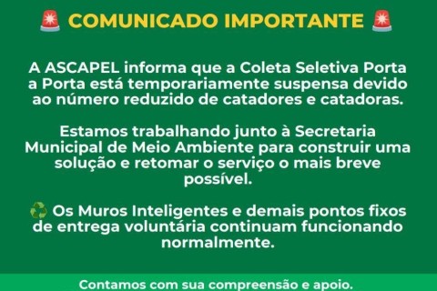 Coleta seletiva porta a porta é suspensa temporariamente em Pedro Leopoldo