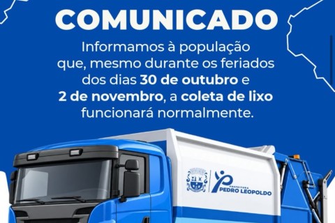 Coleta de lixo será mantida normalmente durante feriados em Pedro Leopoldo