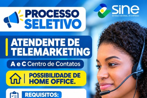 SINE de Pedro Leopoldo realiza processo seletivo para atendente de telemarketing nesta terça-feira(27)