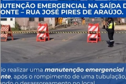 Manutenção emergencial é realizada na saída de ponte na Rua José Pires de Araújo, em Pedro Leopoldo